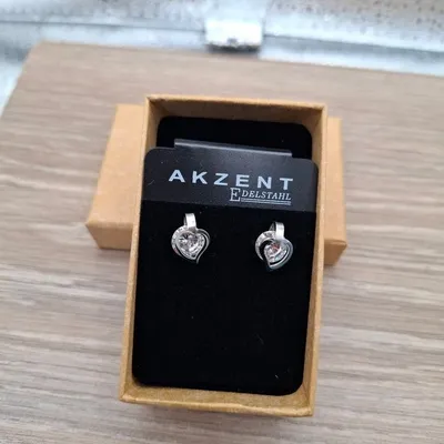 Boucles d'oreilles Cœur - Acier Inoxydable & Cristal - Argenté